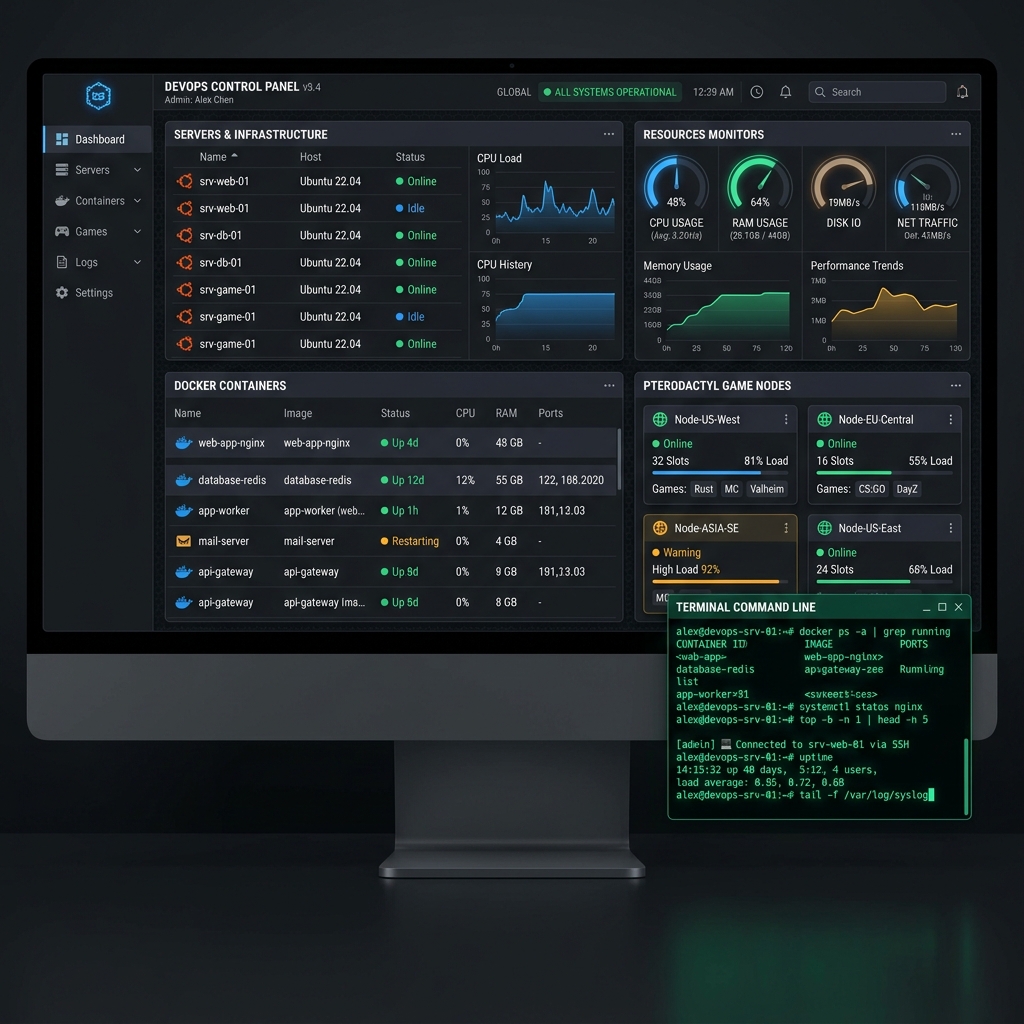 Server & DevOps Infrastructure Control Panel